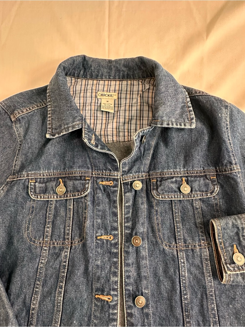 Men's Denim Jacket M, vintage biker western rodeo minimalist streetwear Y2K